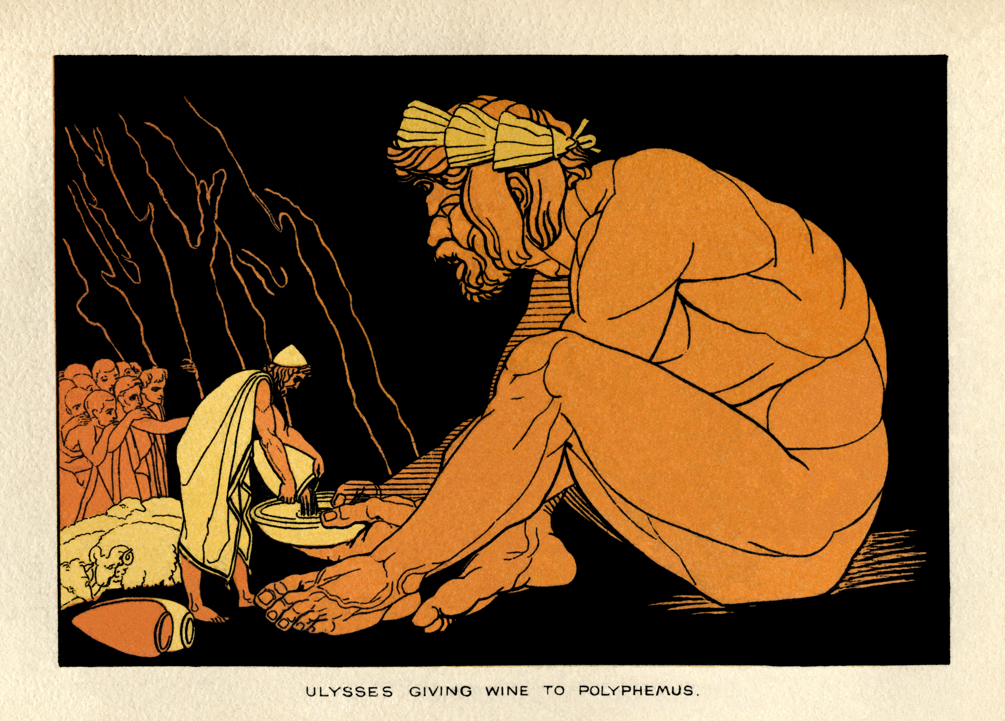 Odysseus ger vin till cyklopen Polyfemos