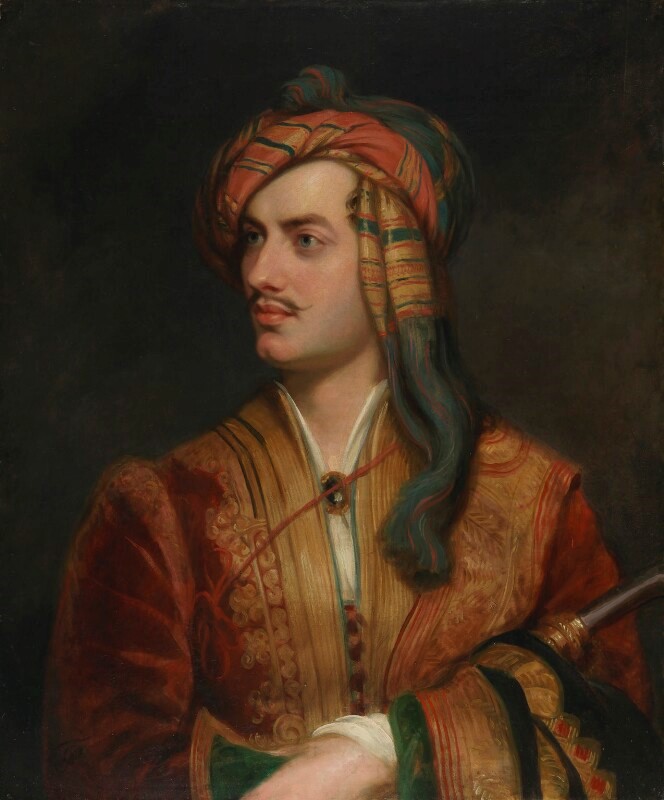 Porträtt av Lord Byron i albansk folkdräkt av Thomas Phillips, ca 1835. National Portrait Gallery, London.